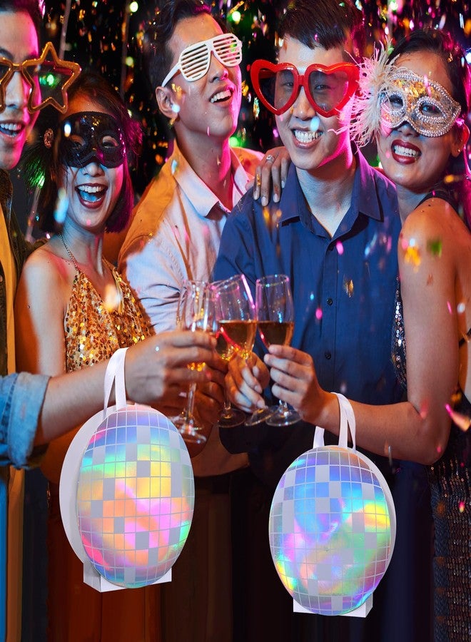 Kolldenn 12 Pcs Disco Ball Holographic Gift Bags Disco Party Favor Iridescent Paper Treat Bags 70s 80s 90s Birthday Party Supplies with Handles for Candy Goodies Wedding Bachelorette Decorations - Image 5