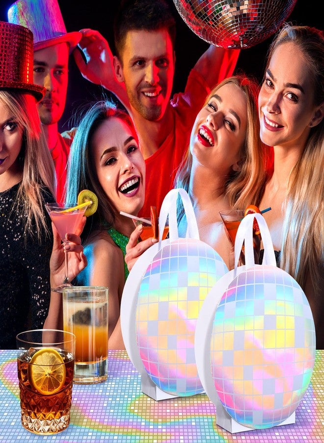 Kolldenn 12 Pcs Disco Ball Holographic Gift Bags Disco Party Favor Iridescent Paper Treat Bags 70s 80s 90s Birthday Party Supplies with Handles for Candy Goodies Wedding Bachelorette Decorations - Image 3