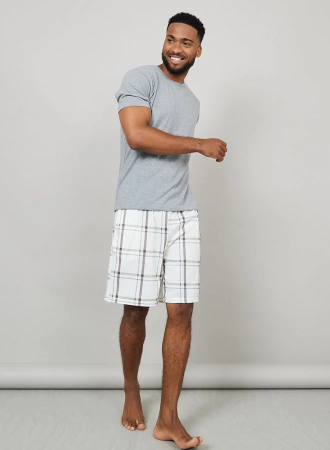 Styli Pack of 2 - Knitted Checked Shorts