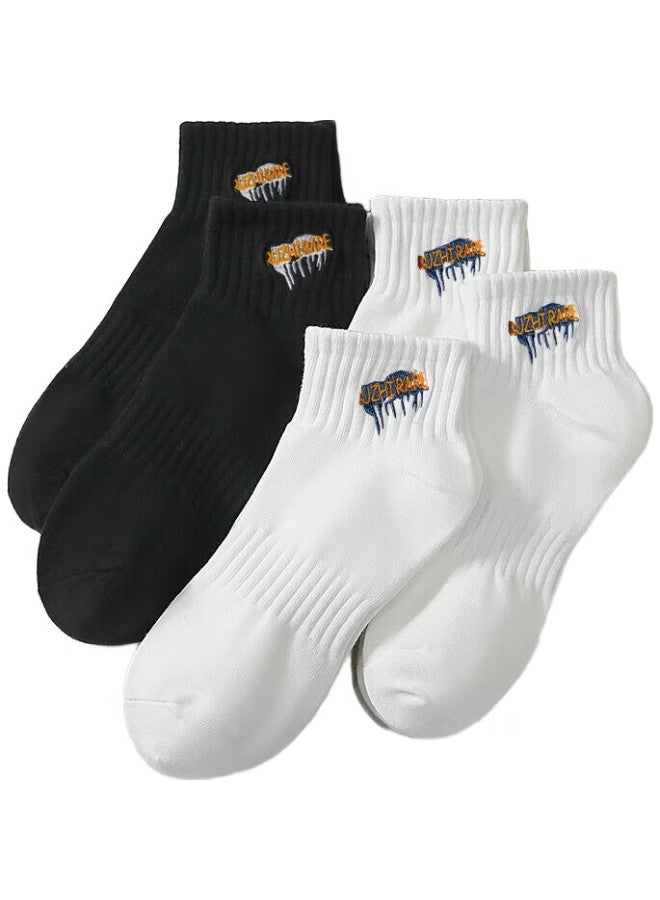 As plant Men'S Autumn And Winter Short Socks Pure Cotton Antibacterial Odor-Resistant Sweat-Absorbing Breathable Wear-Resistant Mid-Tube Trendy Sports Basketball Socks - Image 3