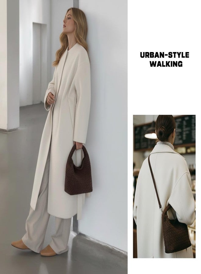 PHILOMENA Suede Hobo Bag for Women, Retro Slouchy Tote Bag with Small Pouch Purse Designer Fall Winter Woven Shoulder Handbags (Dark Coffee) - Image 5