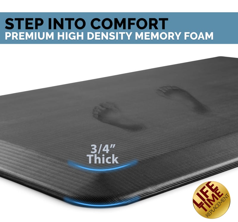 ComfiLife Anti Fatigue Floor Mat – 3/4 Inch Thick Perfect Kitchen Mat, Standing Desk Mat – Comfort at Home, Office, Garage – Durable – Stain Resistant – Non-Slip Bottom (24" x 70", Black) - Image 2