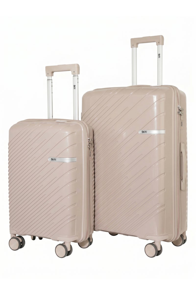 KTMC Polypropylene Luggage 20" Carry-On and 28" Check-in Suitcases, H-8882 Khaki - Image 1