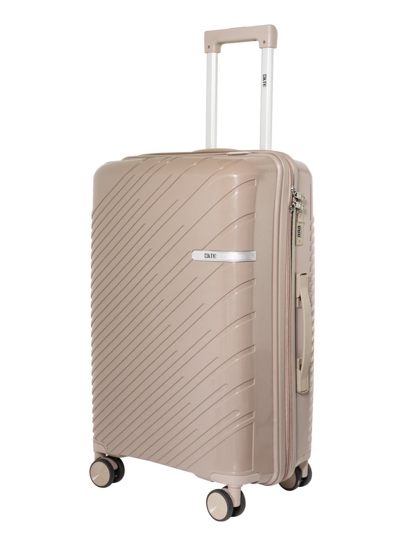 KTMC Polypropylene Luggage 20" Carry-On and 28" Check-in Suitcases, H-8882 Khaki - Image 2
