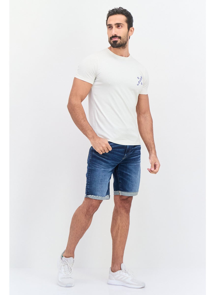 GAS - Men Crew Neck Short Sleeves Brand Logo T-Shirt, Off White - Image 1