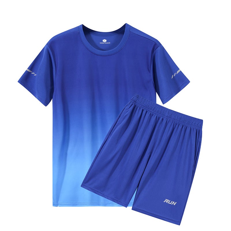 Men and Women Couple plus size Quick-drying Sports Running Suit Round  Neck