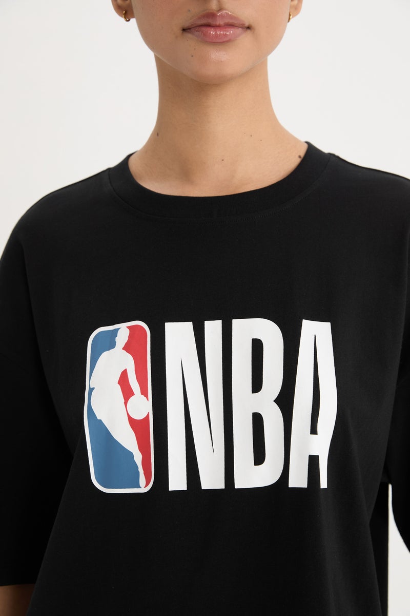 DeFacto Black Woman DeFactoFit NBA Wordmark Boxy Fit Short Sleeve T-Shirt Casual - Image 5