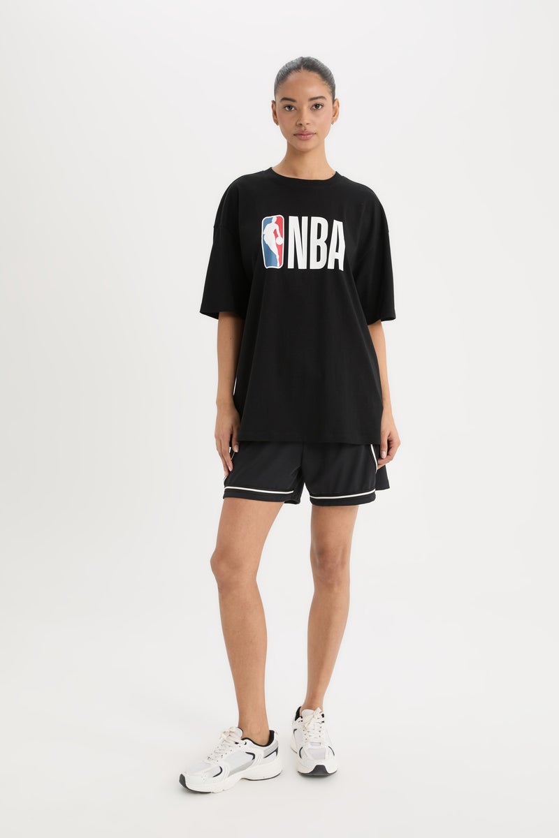 DeFacto Black Woman DeFactoFit NBA Wordmark Boxy Fit Short Sleeve T-Shirt Casual - Image 2