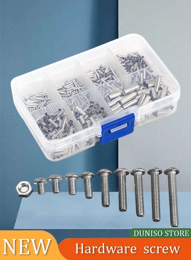 Loquat 340 Pcs Stainless Steel Allen Hex Drive on Head Socket Cap Bolts and Nuts and Washers Kit, M3 Hex Socket Head Screws Silver Allen Bolts, Machine Screw Bolt and Nut and Washer Assortment Set - Image 1