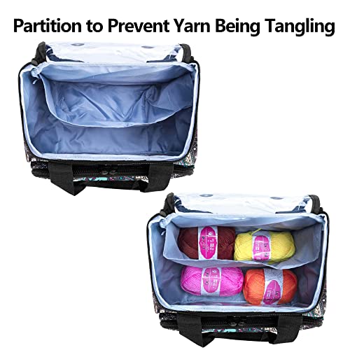 LoDrid Small Yarn Storage Bag with 2 Grommets, Portable Knitting Tote for Knitting Kit & Crochet Accessories, Yarn Project Organizer for Knitting Supplies Set for Adults, Totem (Bag Only) - Image 2