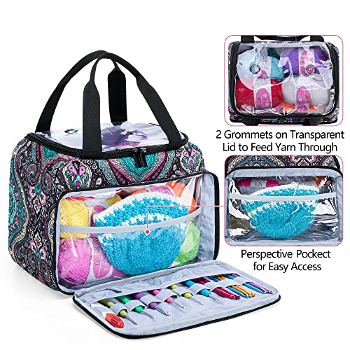 LoDrid Small Yarn Storage Bag with 2 Grommets, Portable Knitting Tote for Knitting Kit & Crochet Accessories, Yarn Project Organizer for Knitting Supplies Set for Adults, Totem (Bag Only) - Image 3