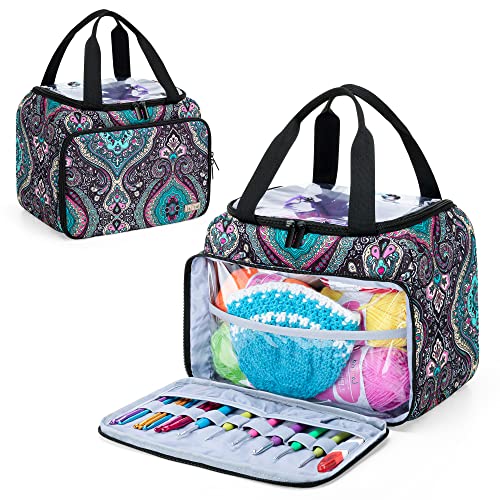 LoDrid Small Yarn Storage Bag with 2 Grommets, Portable Knitting Tote for Knitting Kit & Crochet Accessories, Yarn Project Organizer for Knitting Supplies Set for Adults, Totem (Bag Only) - Image 1