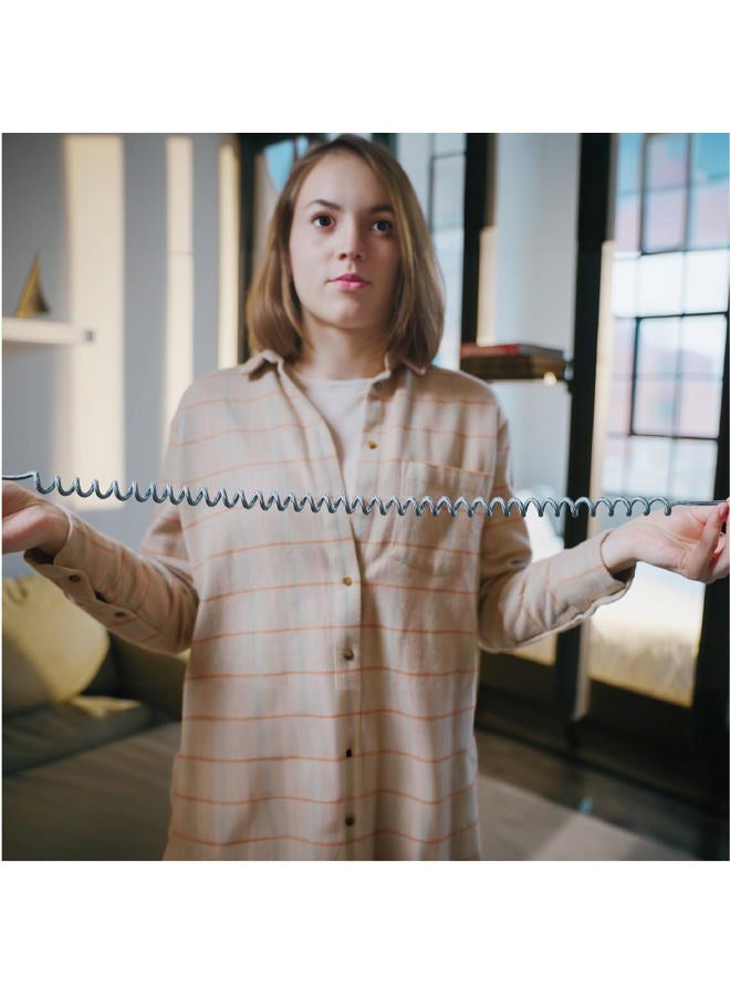 Ventev Chargesync Helix Cable 14" USB A to USB C, Cloth Covered, Flexible Elastic Recoil Design, Fast Charging, Compatible with iPhone 16/16 Pro/15, MacBook, iPad Pro, Samsung Galaxy S25 - Gray - Image 4