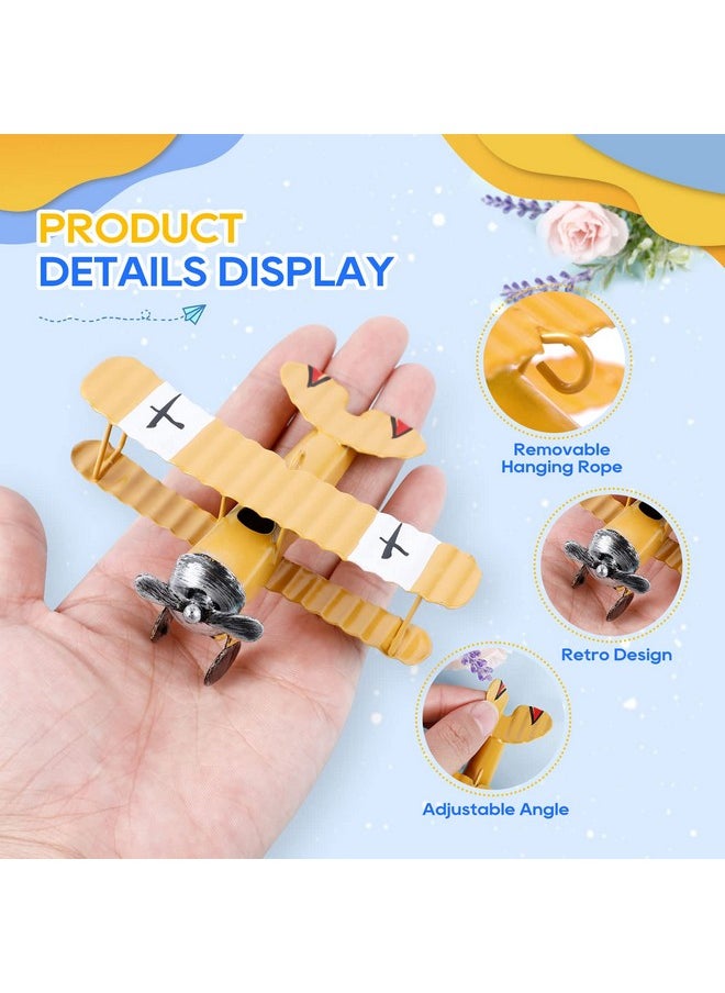 eZAKKA Vintage Airplane Decor Mini Small Model Plane Metal Hanging Airplane Biplane Ornament For Christmas Decorations Home Room Decor Birthday Gifts Cake Topper, 3 Color, 3 Pack  - Image 4