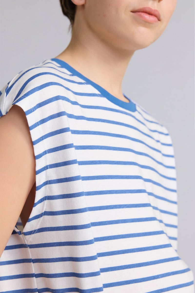 DeFacto Blue Boy Boy 100% Cotton Striped Tank Top Casual - Image 4