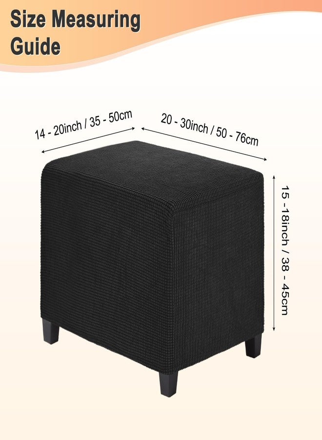 M METERXITY Stretch Rectangle Ottoman Slipcovers, 14 x 20 x 15 Inch Fabric Ottoman Cover Footstool Protector with Elastic Bottom Jacquard Fabric Removable for Living Room/Indoor, S, [Black] - Image 3