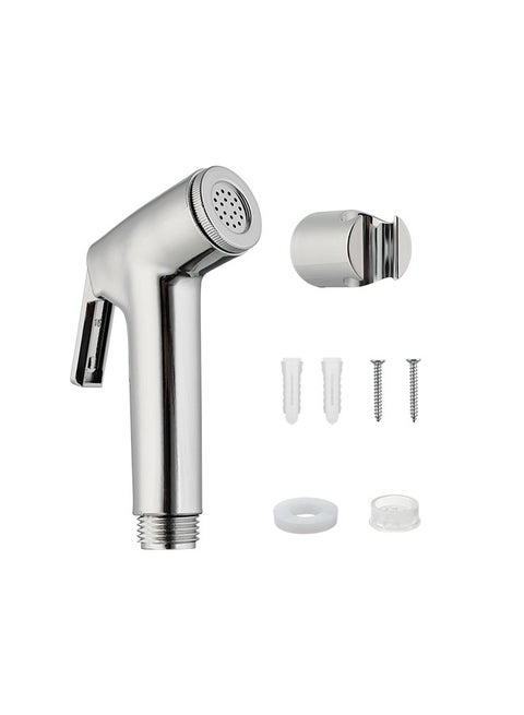 UV Bidet Sprayer with Holder -Silver- Wall-Mounting Water Saving Handheld Spray with Adjustable Pressure and Sleek Mirror Polishing - for Personal Hygiene, Plant Watering, and Outdoor Cleaning