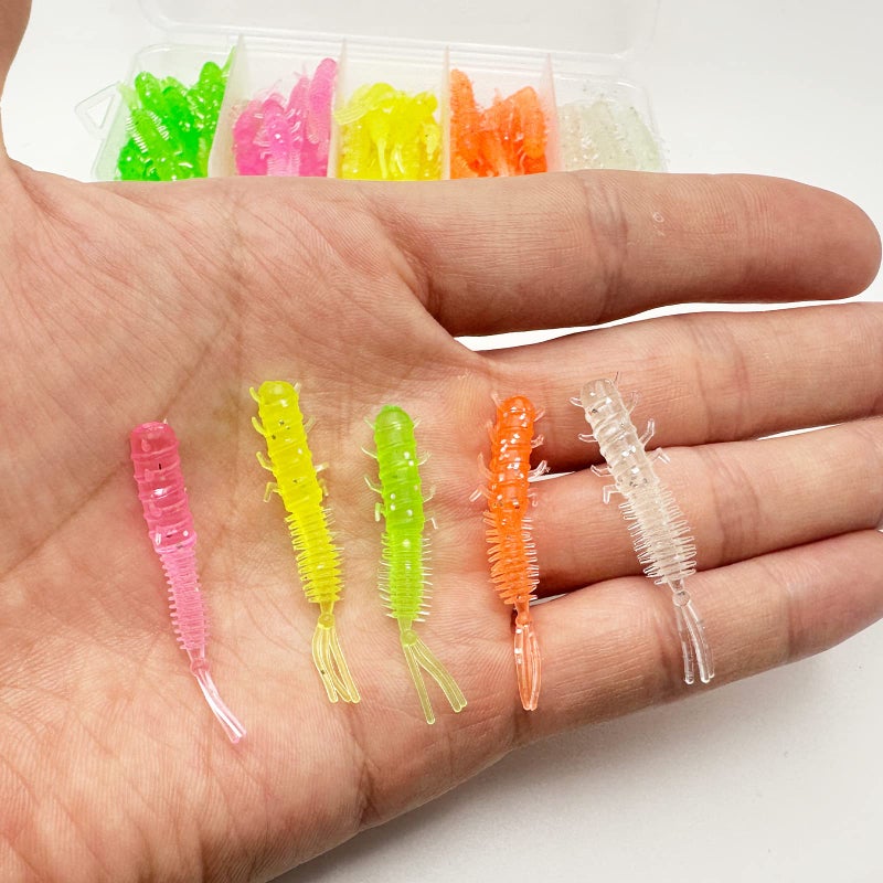jttsptd 75Pcs Soft Plastic Coloful Crappie Baits Fishing Lures Kit for Panfish & Shad (B-75PCS) - Image 5