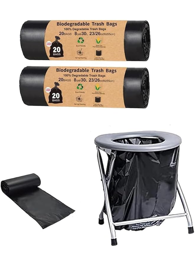 YARDHOBI Portable Toilet Bags Biodegradable Camping Potty Bags Eco Friendly Replacement Bag For Portable Toilets Perfect For Outdoors Boating Car Travel Extended Journeys 40 Count 8 Gallon (2 Pack) - Image 1