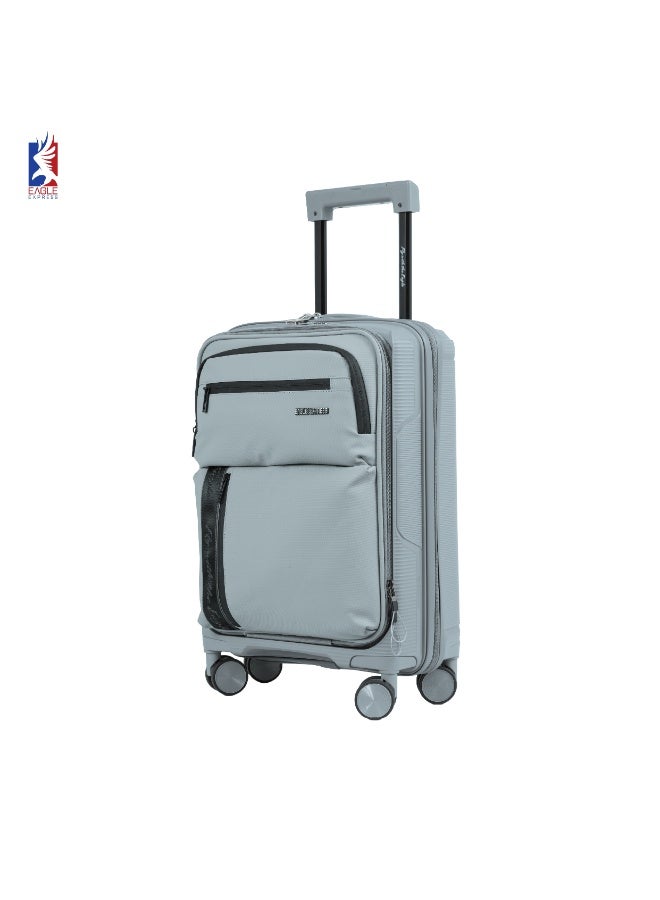 Eagle Express Cruiser Elite 3-Piece Hard Shell Luggage Set (20", 24", 28") - PP Material, Anti-Theft Zipper, 4 Spinner Wheels -Silver - 1 Year Warranty - Image 2