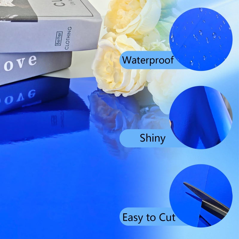 Bazyrock 20 Sheets Blue Metallic Cardstock Paper 8.5 x 11in,250GSM Mirror Finish Surface Foil Board Perfect for Crafting, Invitations & Decorations (Blue) - Image 3