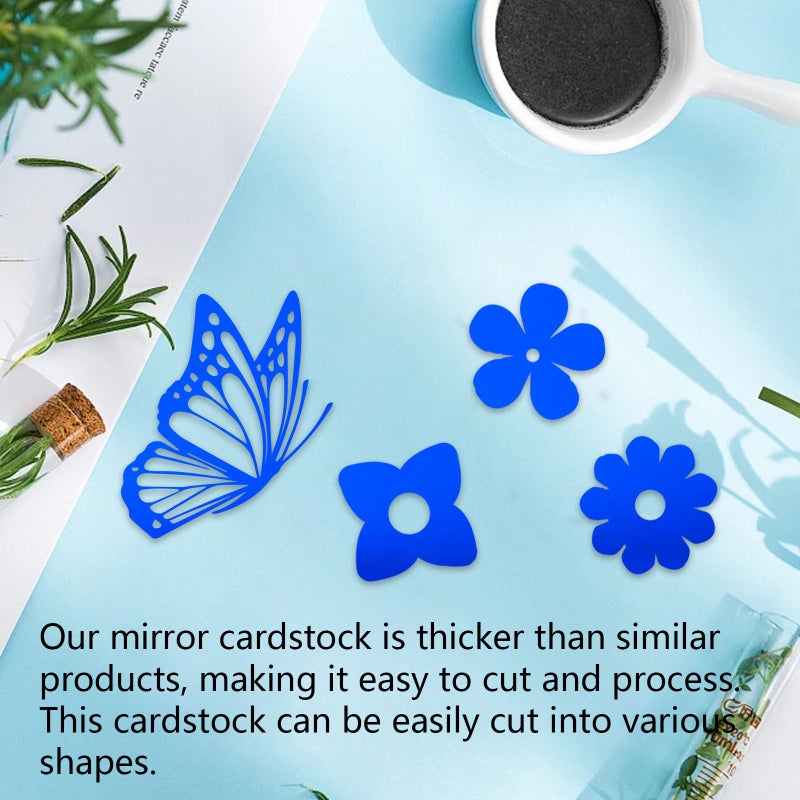 Bazyrock 20 Sheets Blue Metallic Cardstock Paper 8.5 x 11in,250GSM Mirror Finish Surface Foil Board Perfect for Crafting, Invitations & Decorations (Blue) - Image 5