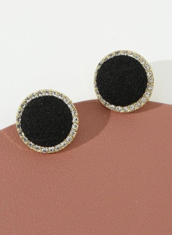 Take Two Black Round Embellished Earrings