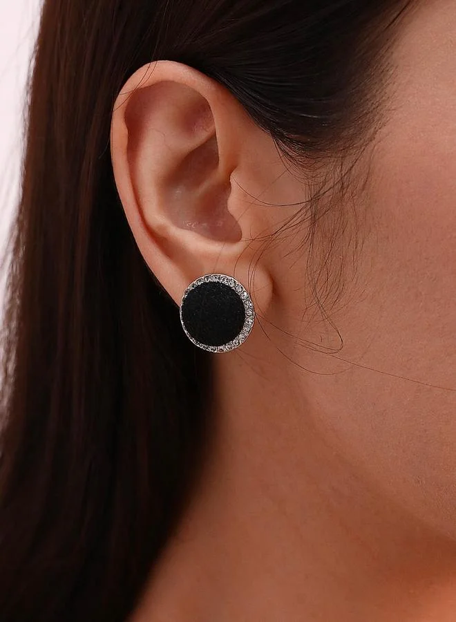 Take Two Black Round Embellished Earrings