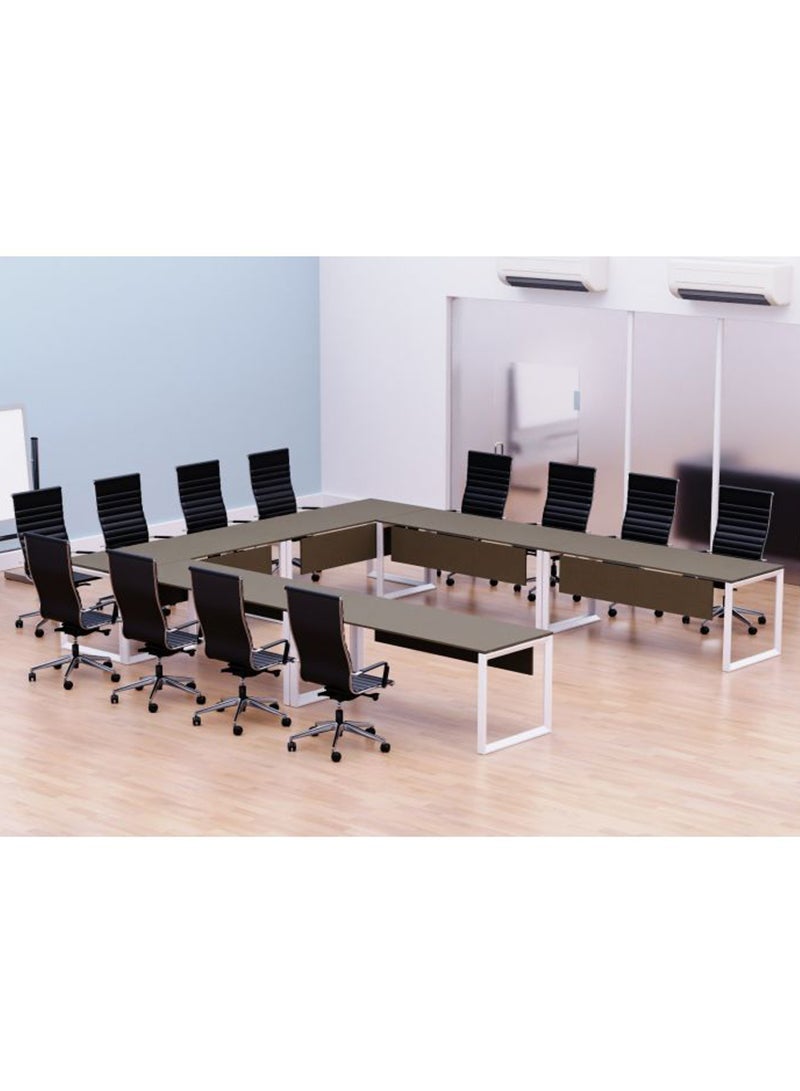 Mahmayi Mahmayi Vorm 136-14 12 Seater Brown Linen U-Shaped Conference-Meeting Table  - Image 1