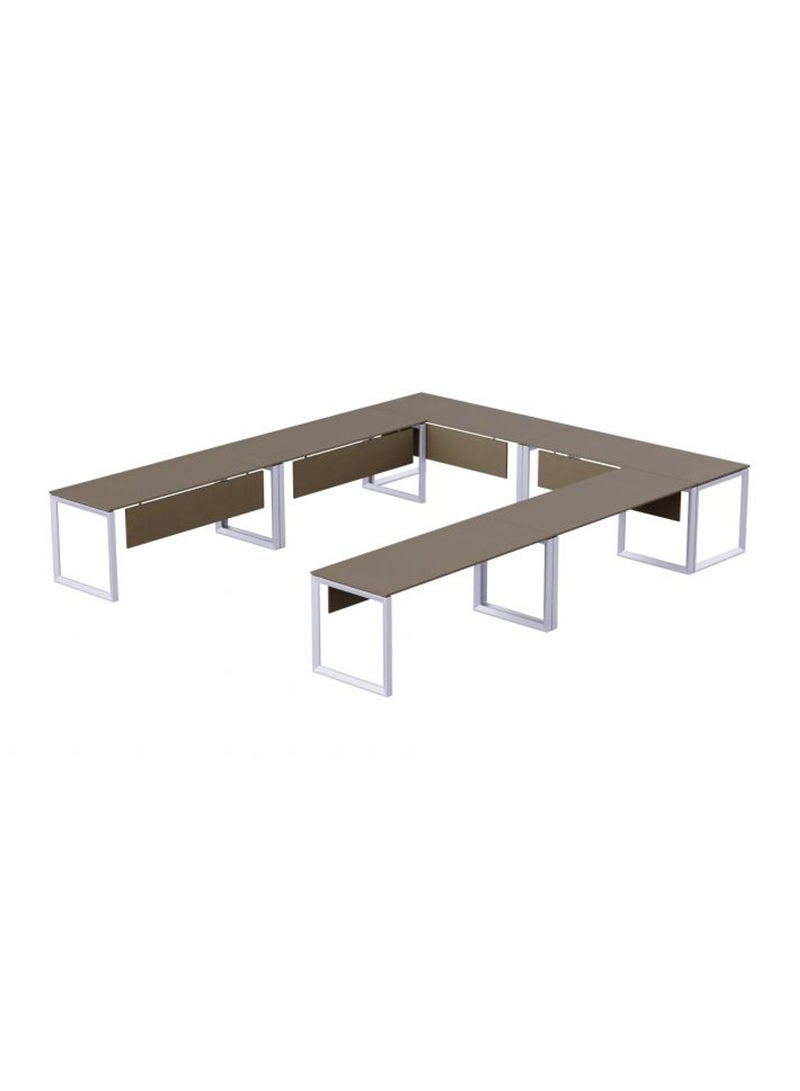 Mahmayi Mahmayi Vorm 136-14 12 Seater Brown Linen U-Shaped Conference-Meeting Table  - Image 2