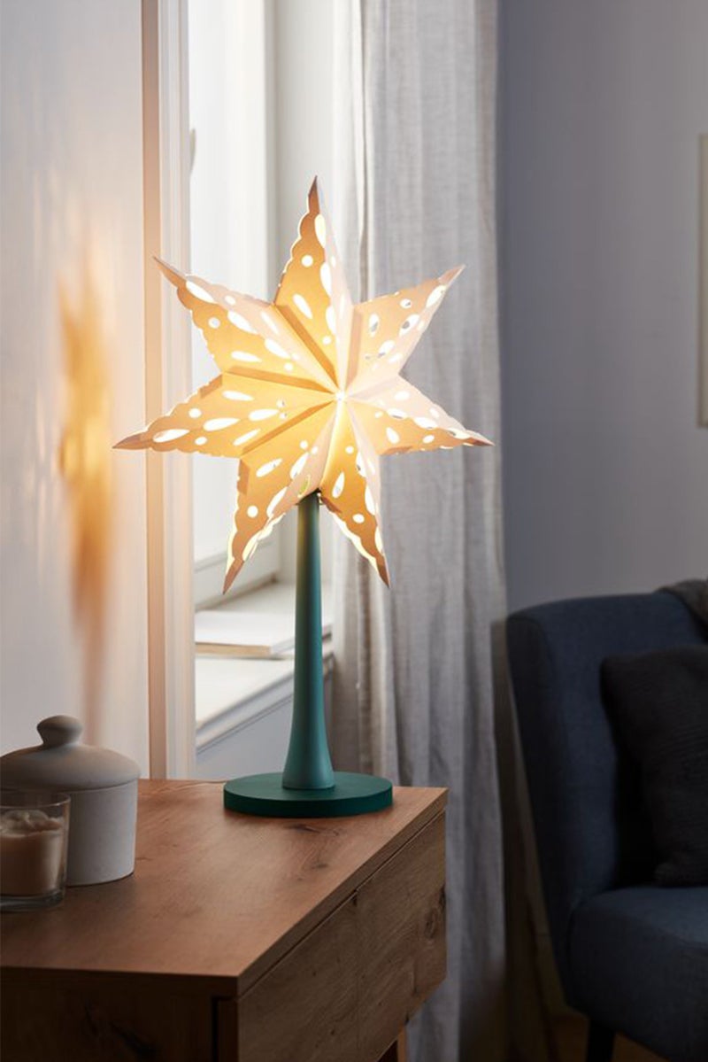 Tchibo LED Star Wood Base, Green  - Image 1