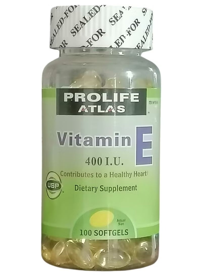 أطلس بروليف أطلس فيتامين إي 400 وحدة دولية. 100 كبسولة