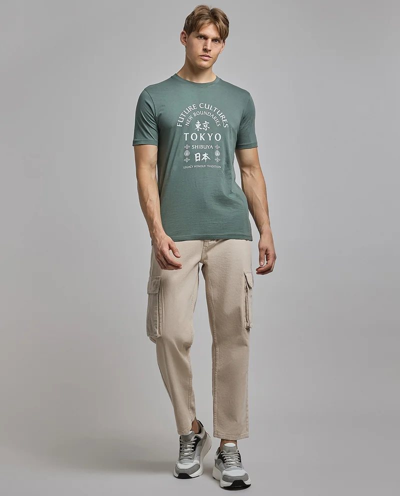 أر أند بي Solid Cargo Jeans with Button Closure