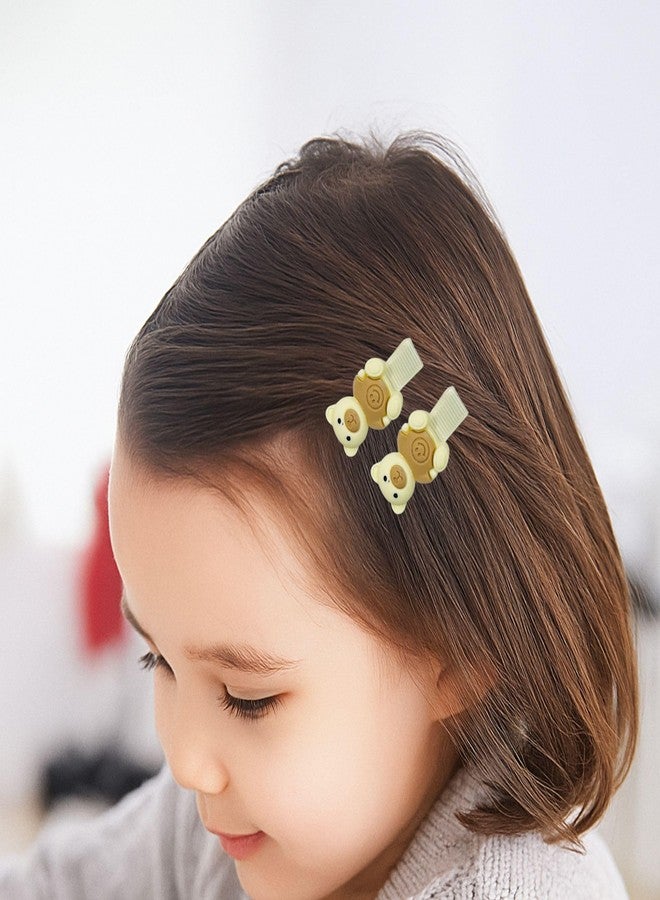 Luxelocks Pack of 20pcs Cute Animal Hair Clips for Girls, Decorative Bunny Bear Flower Bow Design, White Beige, Kids Hair Accessories - Image 4