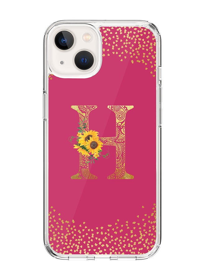 Stylizedd Classic Clear Case For iPhone 15 Plus, Hybrid Soft Case Cover- Custom Monogram Initial Letter Mandala Floral Pattern Alphabet - H(Dark Pink Rose) - Image 1