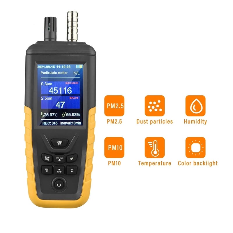 Air Quality Monitor, TC-8100 High Sensitivity 3-Channel Air Quality PM0.3/2.5/10μm Dust Particle Counter with Temperature & Humidity Meter,for Home Cars - Image 5