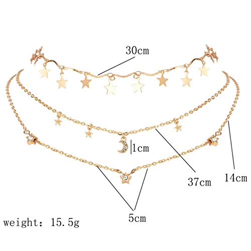 Chargances Bohemia Moon and Stars Necklace for Women Gold Laying Choker Necklace for Weeding Dating Prom Festival Delicate stars Moon Crescent Jewelry Gift for Women - Image 5