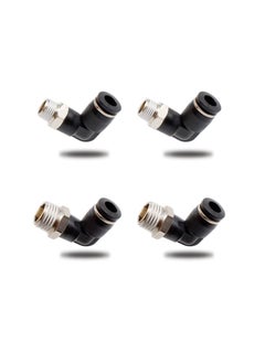 KASTWAVE Pneumatic Connectors, Two Different Models of (6MM × 1/4" and 6MM × 1/8") Male Thread Quick Fittings Black Air Fittings Adapter for Trachea and Automation Equipment, Can be Used for DIY Tools (4 Pcs) 