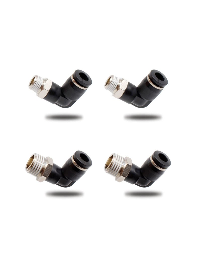 KASTWAVE Pneumatic Connectors, Two Different Models of (6MM × 1/4" and 6MM × 1/8") Male Thread Quick Fittings Black Air Fittings Adapter for Trachea and Automation Equipment, Can be Used for DIY Tools (4 Pcs) 