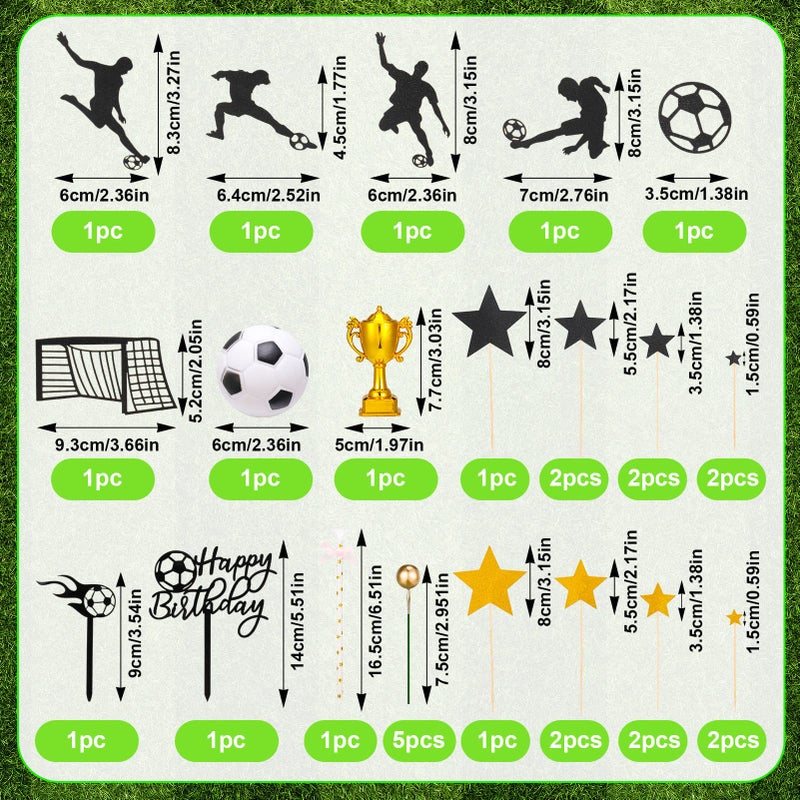 FRIUSATE Football Cake Decorations, 30Pcs Football Cake Topper Birthday Cake Topper for Kids Boys Men,Football Party Decorations Birthday Cake Cupcake Topper for Party Supplies - Image 2
