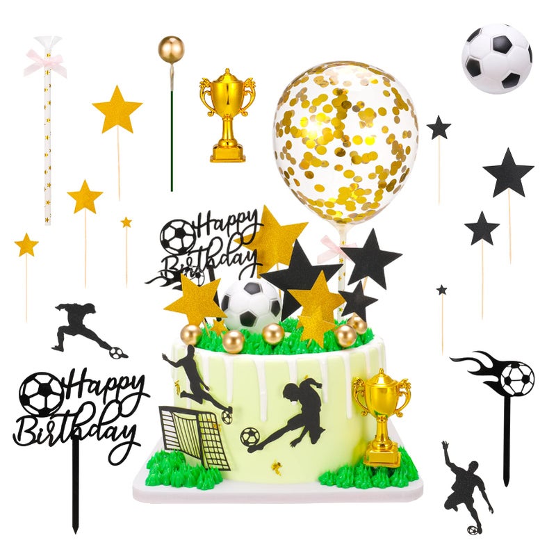 FRIUSATE Football Cake Decorations, 30Pcs Football Cake Topper Birthday Cake Topper for Kids Boys Men,Football Party Decorations Birthday Cake Cupcake Topper for Party Supplies - Image 1