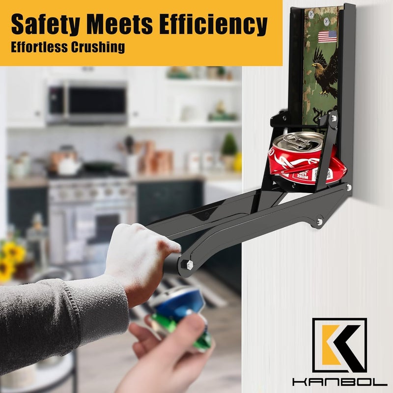 KANBOL Metal Can Crusher Wall Mounted Soda Can Smasher Crusher for Home Use, Recycling, & Trash Cans. 16oz Eco-Friendly Crusher with eagle art stickers & Lubricant for Smooth Operation-B1 - Image 4