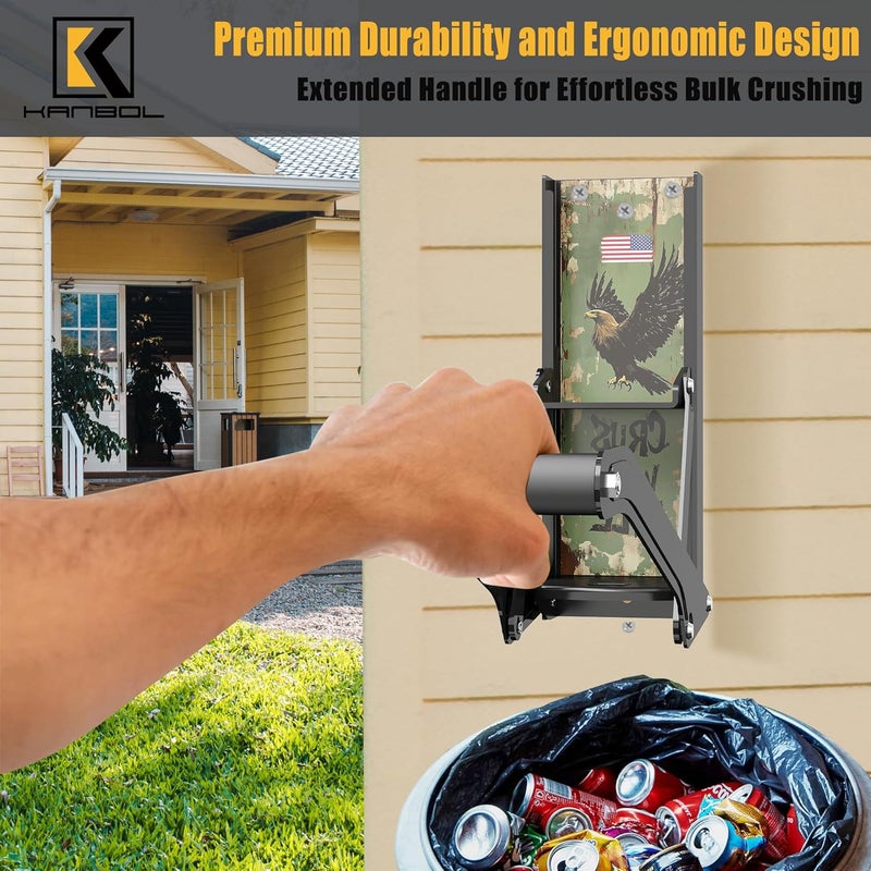 KANBOL Metal Can Crusher Wall Mounted Soda Can Smasher Crusher for Home Use, Recycling, & Trash Cans. 16oz Eco-Friendly Crusher with eagle art stickers & Lubricant for Smooth Operation-B1 - Image 3