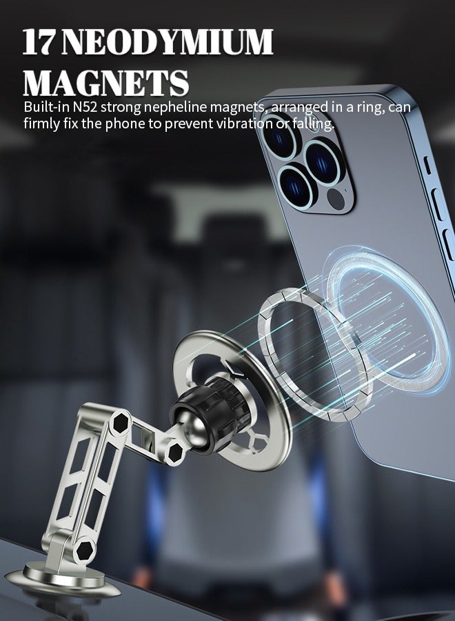 Car Magnetic Phone Mount, Foldable Phone Holder, Built In 17 N52 Neodymium Magnets, 3-Axis Linkage Compatible with all Smartphones  - Image 3
