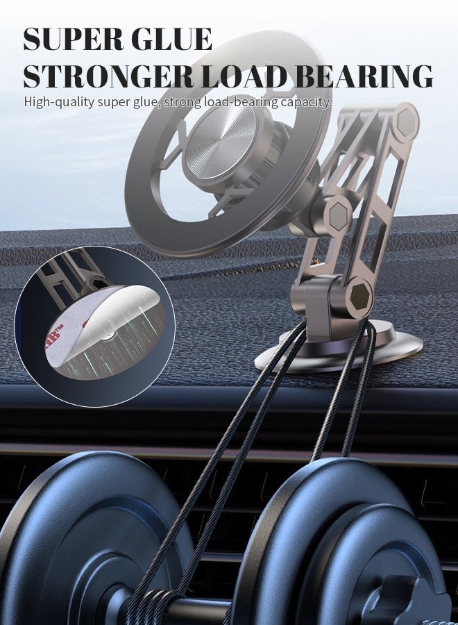 Car Magnetic Phone Mount, Foldable Phone Holder, Built In 17 N52 Neodymium Magnets, 3-Axis Linkage Compatible with all Smartphones  - Image 5