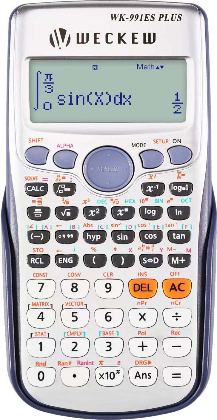 WECKEW Scientific Calculators, Math Calculator with 417 Functions, 2 Line 10+2 Digits Written Display Scientific Calculator for Secondary School/College/Business/Office