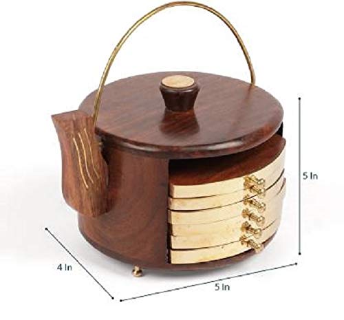 Craftland Wooden Antique Coaster for Kitchen/Dining Table/Office/Restaurant (Kettle Shape) - Image 2