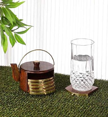 Craftland Wooden Antique Coaster for Kitchen/Dining Table/Office/Restaurant (Kettle Shape) - Image 5