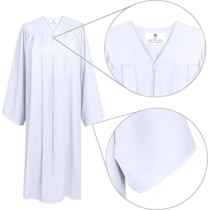 GradPlaza Matte Choir Robe for Church Baptism Officiant Confirmation Costume,Graduation Gown for School,Judge Robe,Pastor Robes White Size 39 - Image 4