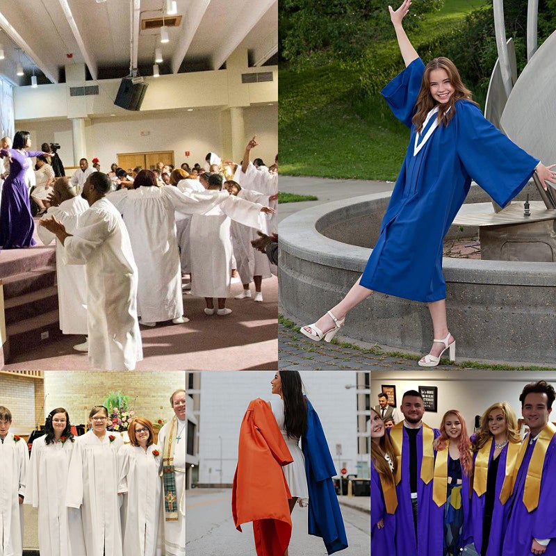 GradPlaza Matte Choir Robe for Church Baptism Officiant Confirmation Costume,Graduation Gown for School,Judge Robe,Pastor Robes White Size 39 - Image 5